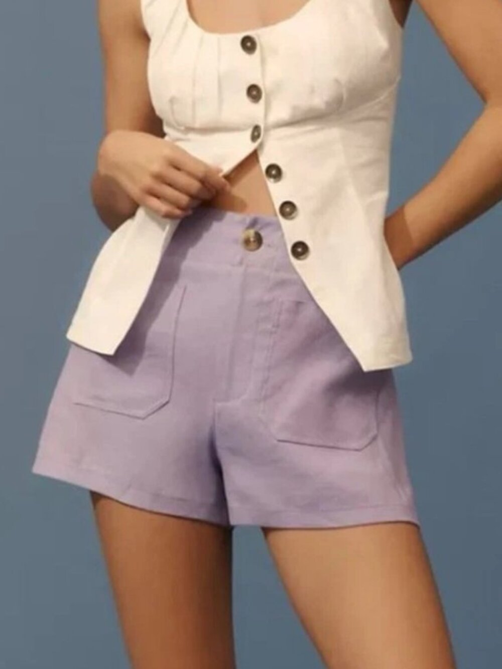 NWT Anthro Maeve The Colette Shorts in Linen Blend, Violet Purple (Rare), 28 - Picture 11 of 13